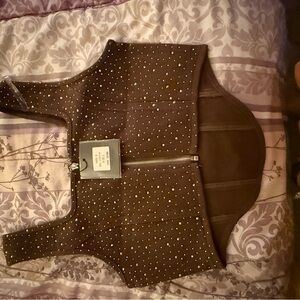 Stylish Brown woman’s Jacket with Studded Design